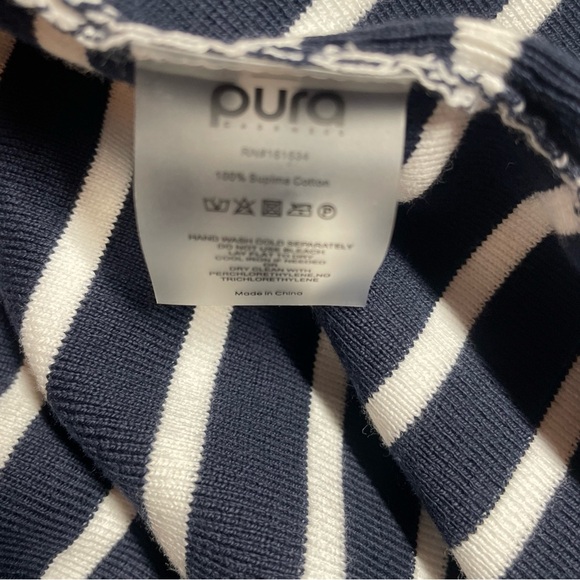 Pura cashmere Classic Navy/White Striped Women's Sweater XS 100%supima cotton - Picture 7 of 7